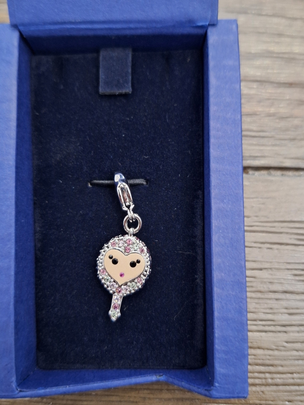 Swarovski Pink and Silver Heart Mirror Charm Pendant